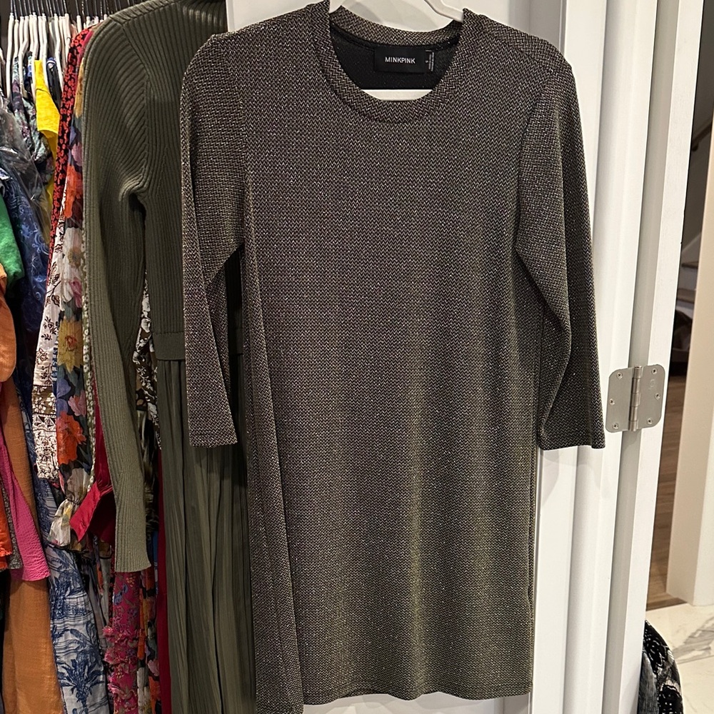 MINKPINK Metallic Long Sleeve Dress